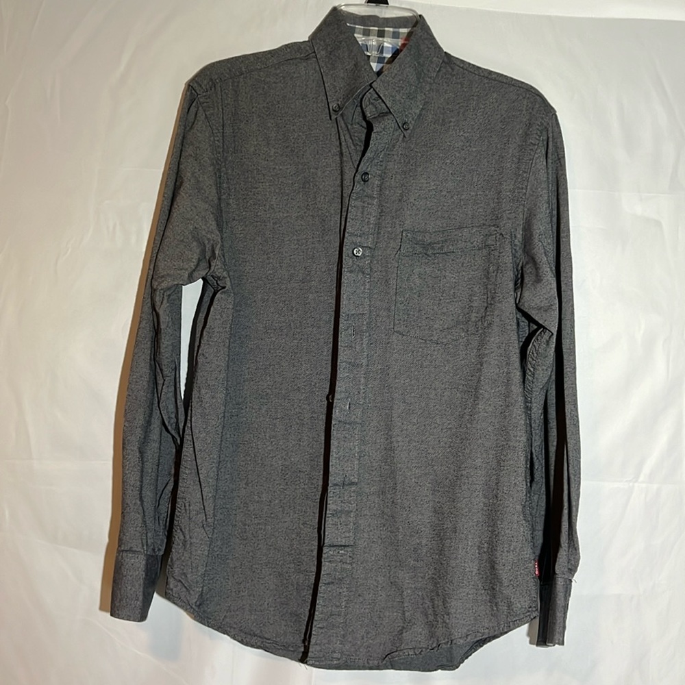 Izod mens grey button down dress shirt 100% cotton size small